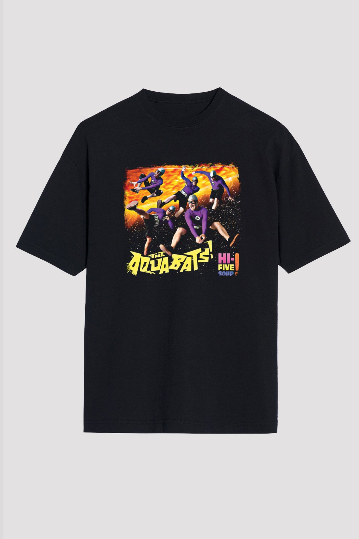 Aquabats Baskılı Unisex Siyah Oversize Tişört