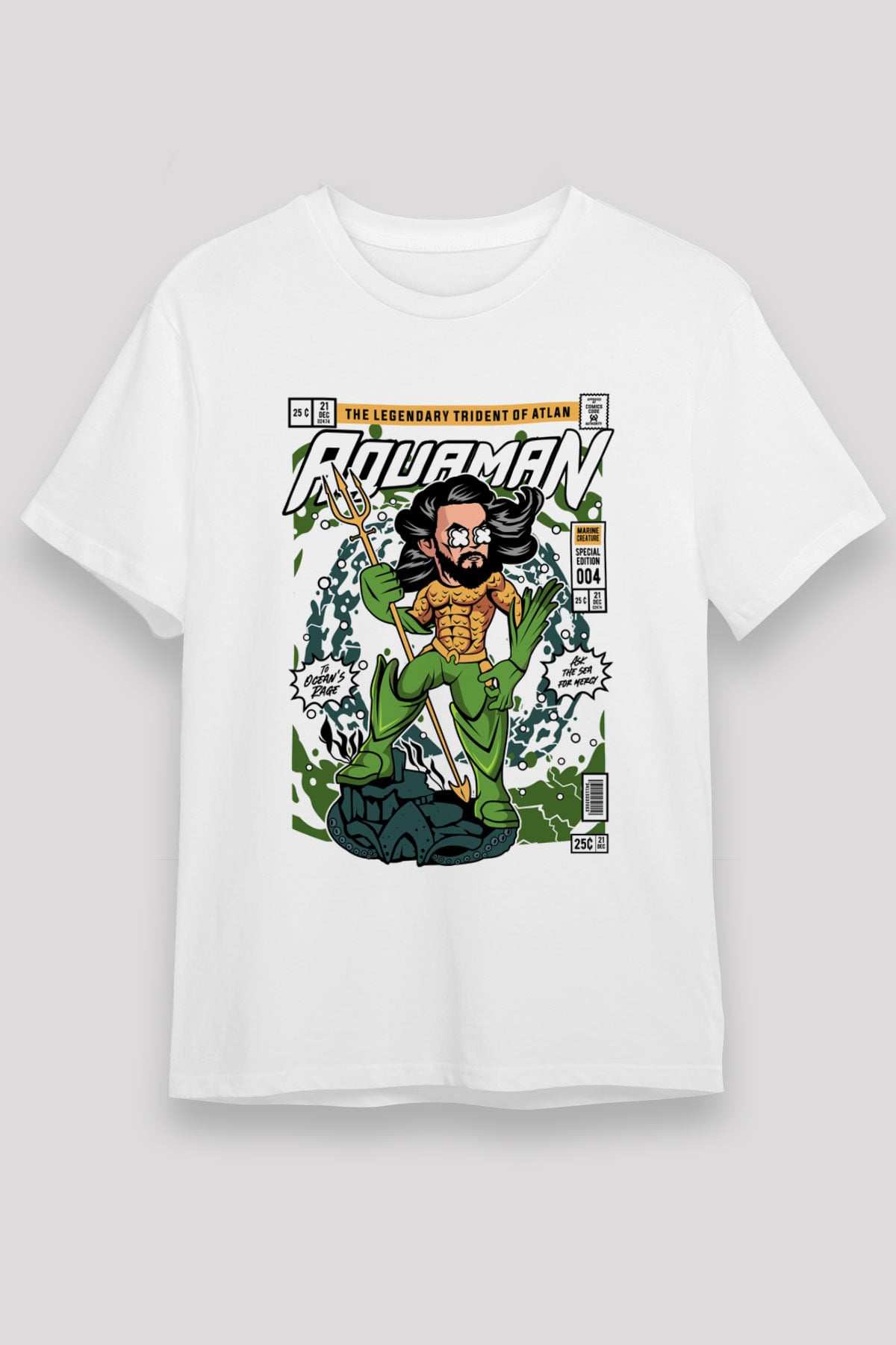 Aquaman Baskılı Unisex Beyaz Tişört