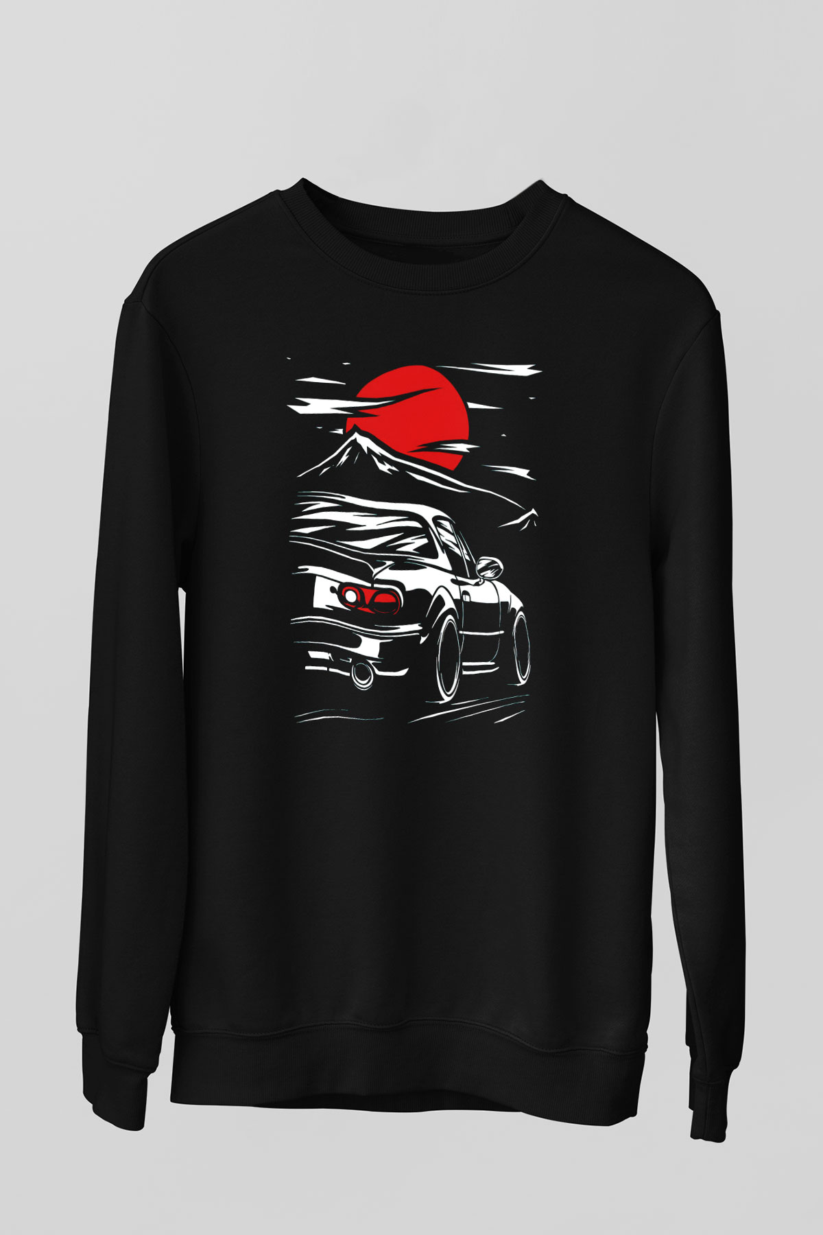 Araba Baskılı Unisex Siyah  Sweatshirt