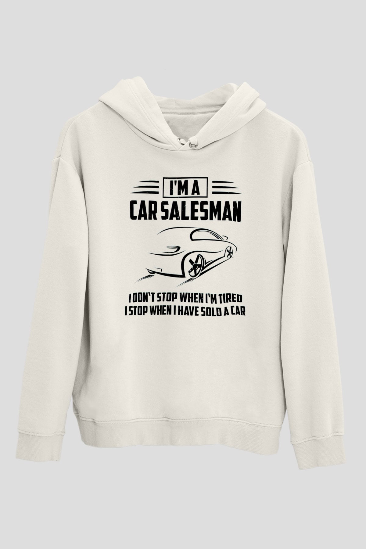 Araba satıcısı Beyaz Unisex Kapüşonlu Sweatshirt