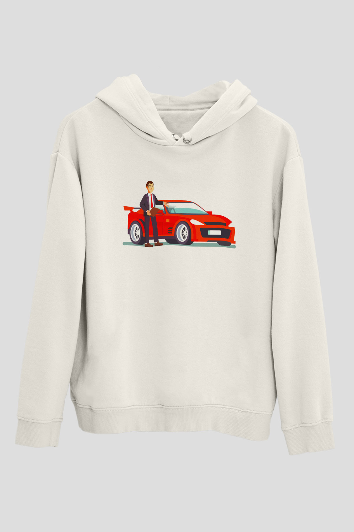 Araba satıcısı Beyaz Unisex Kapüşonlu Sweatshirt