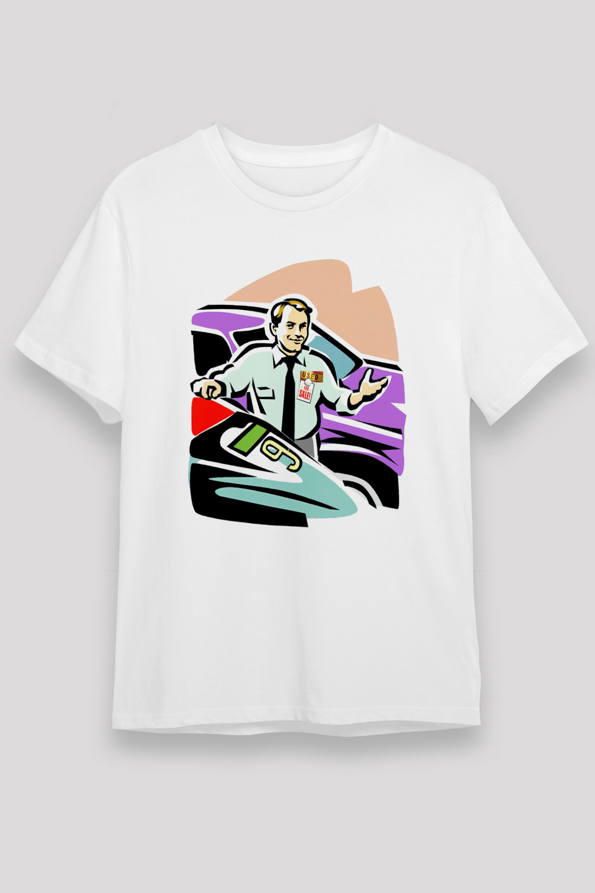 Araba satıcısı Beyaz Unisex Tişört T-Shirt - TişörtFabrikası