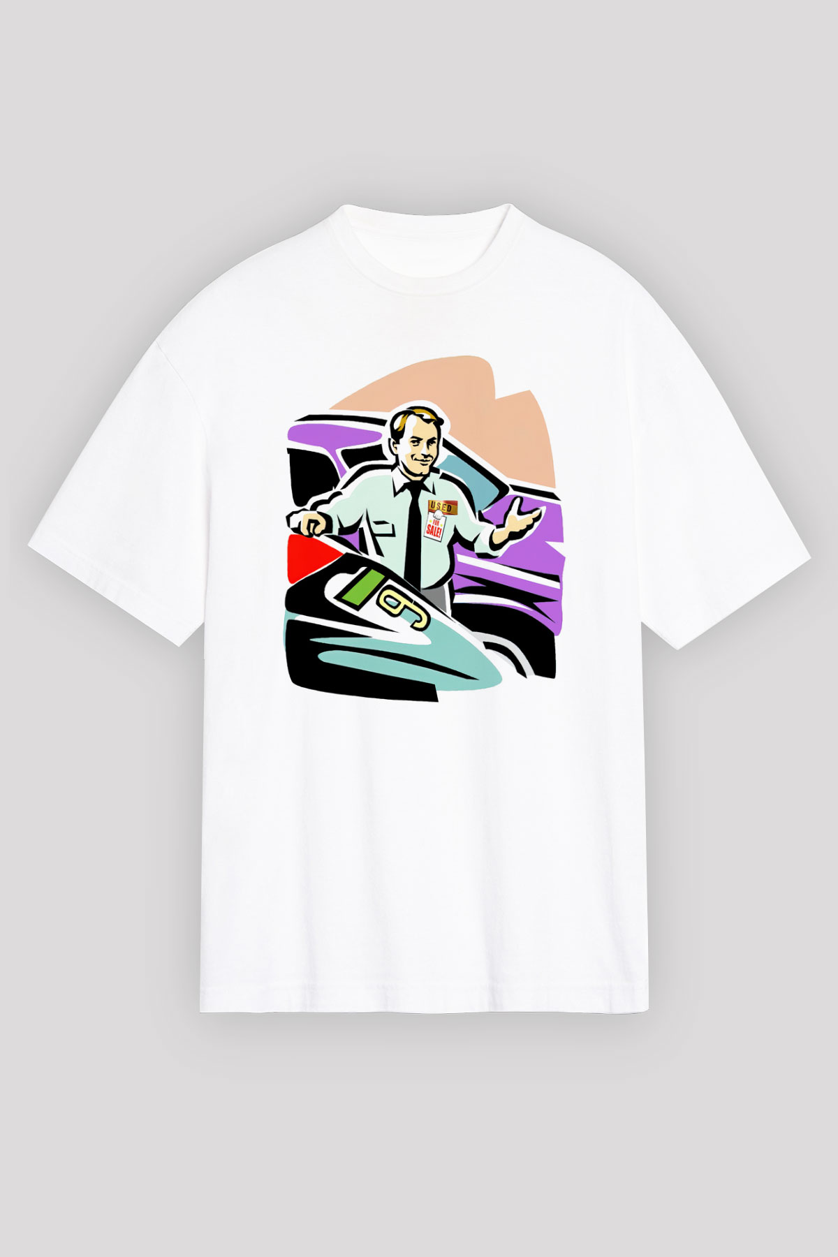 Araba satıcısı Beyaz Unisex Tişört T-Shirt - TişörtFabrikası