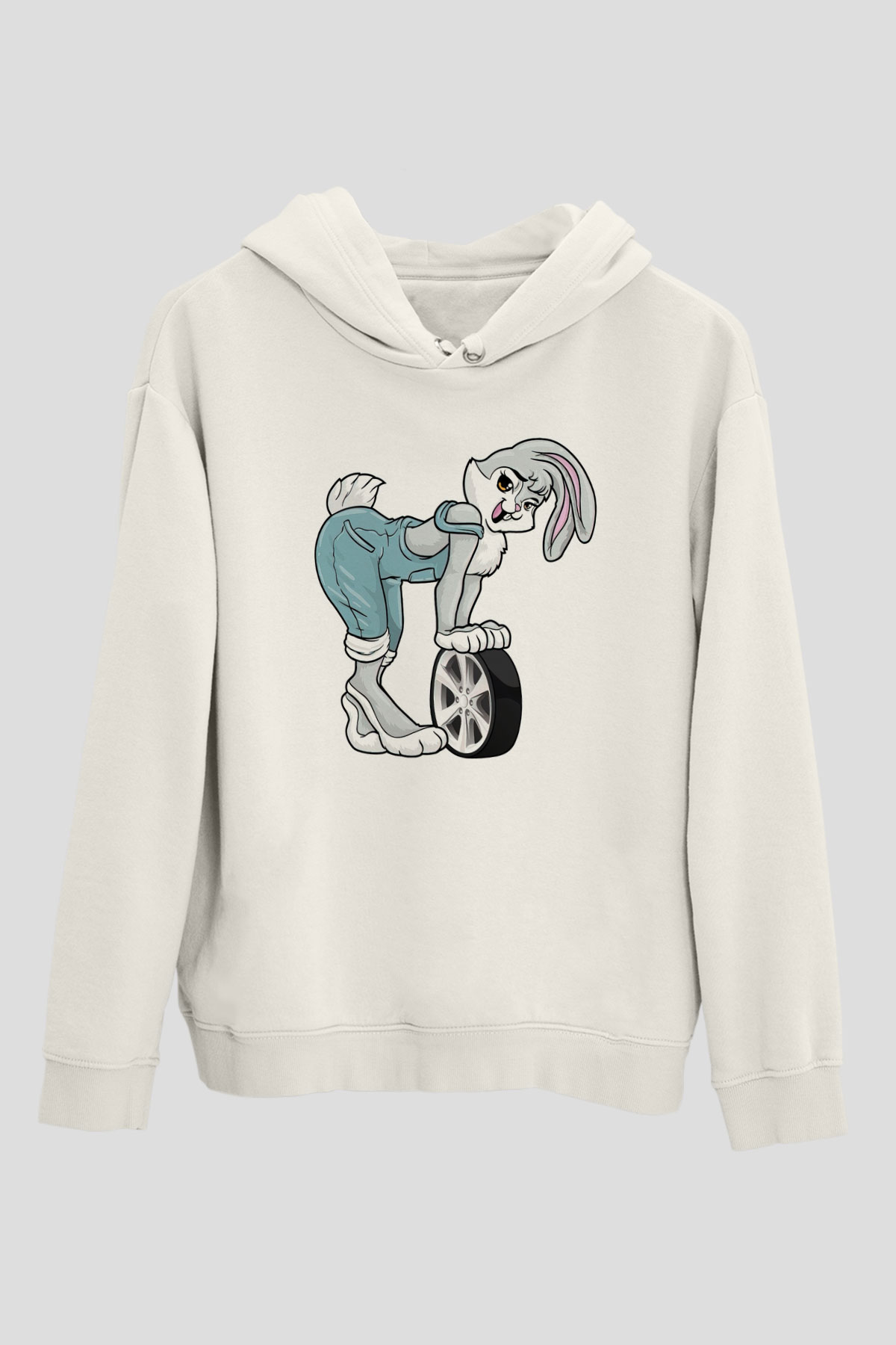 Araba tamircisi Beyaz Unisex Kapüşonlu Sweatshirt