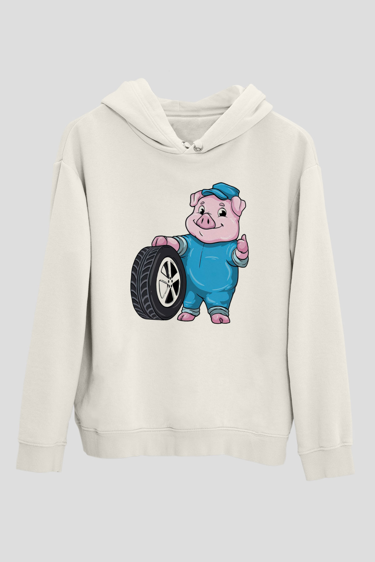 Araba tamircisi Beyaz Unisex Kapüşonlu Sweatshirt