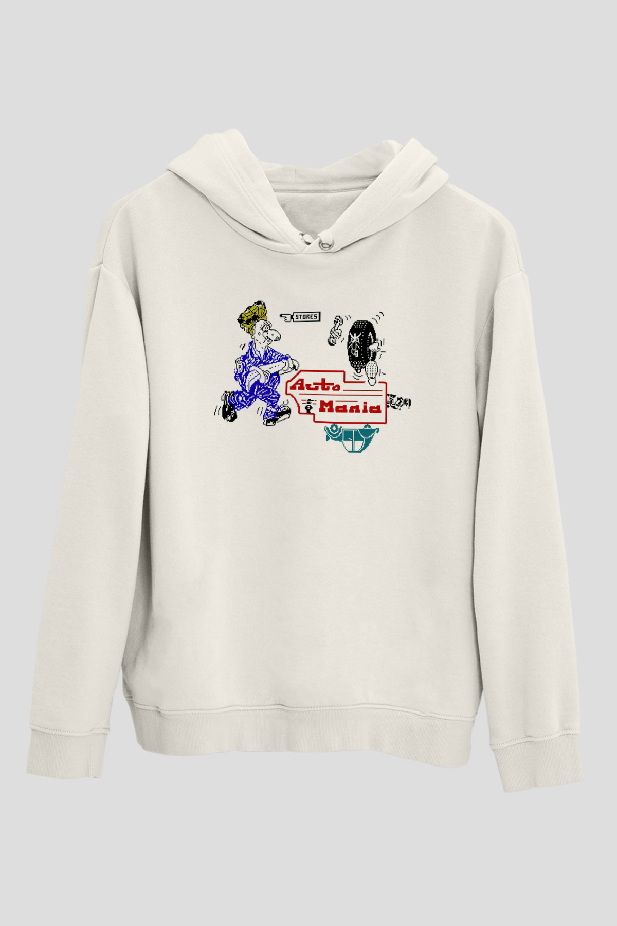 Araba tamircisi Beyaz Unisex Kapüşonlu Sweatshirt