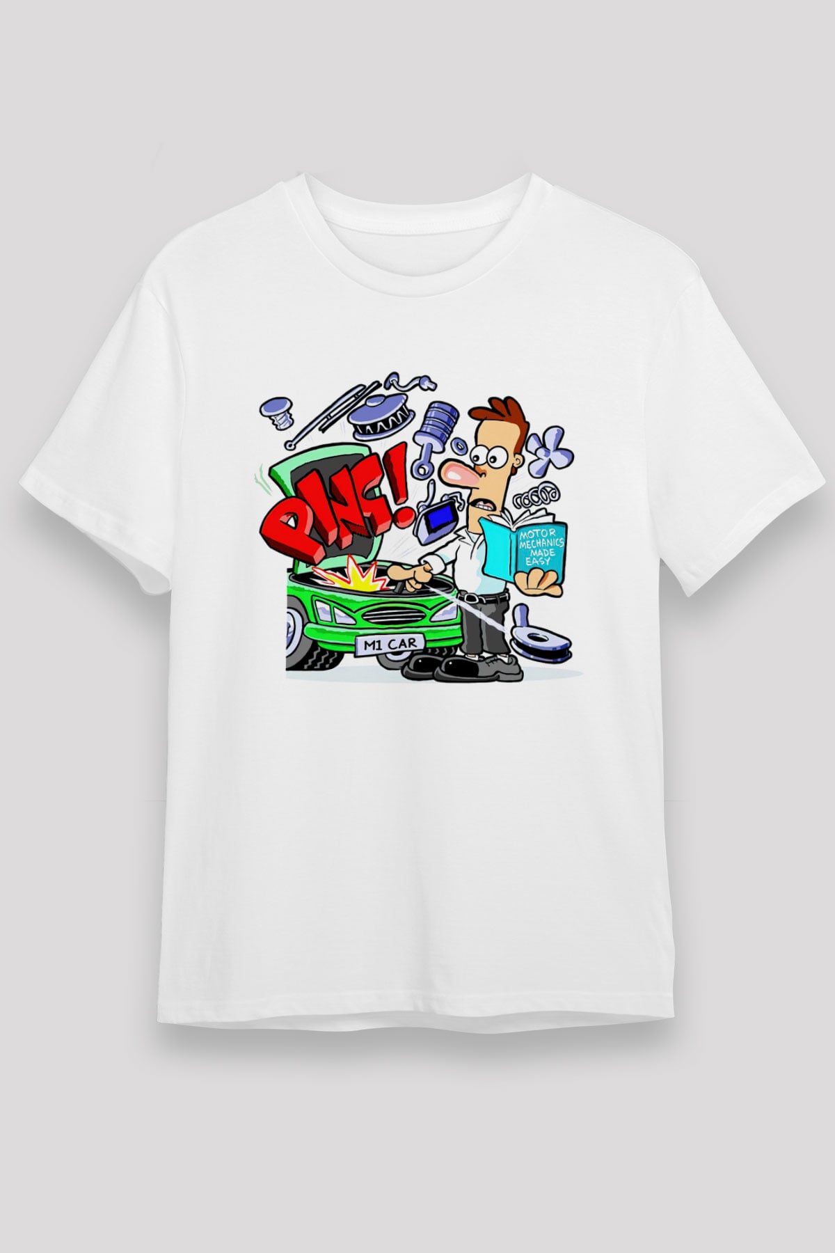 Araba tamircisi Beyaz Unisex Tişört T-Shirt - TişörtFabrikası