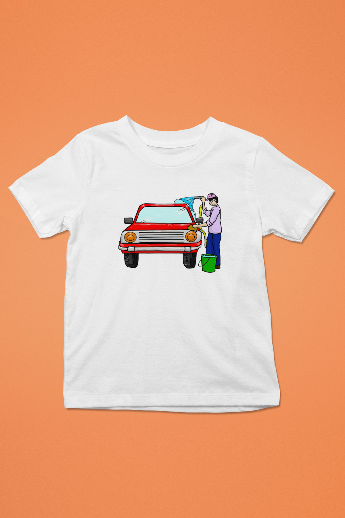 Araba yıkayıcısı Beyaz Unisex Çocuk Tişört