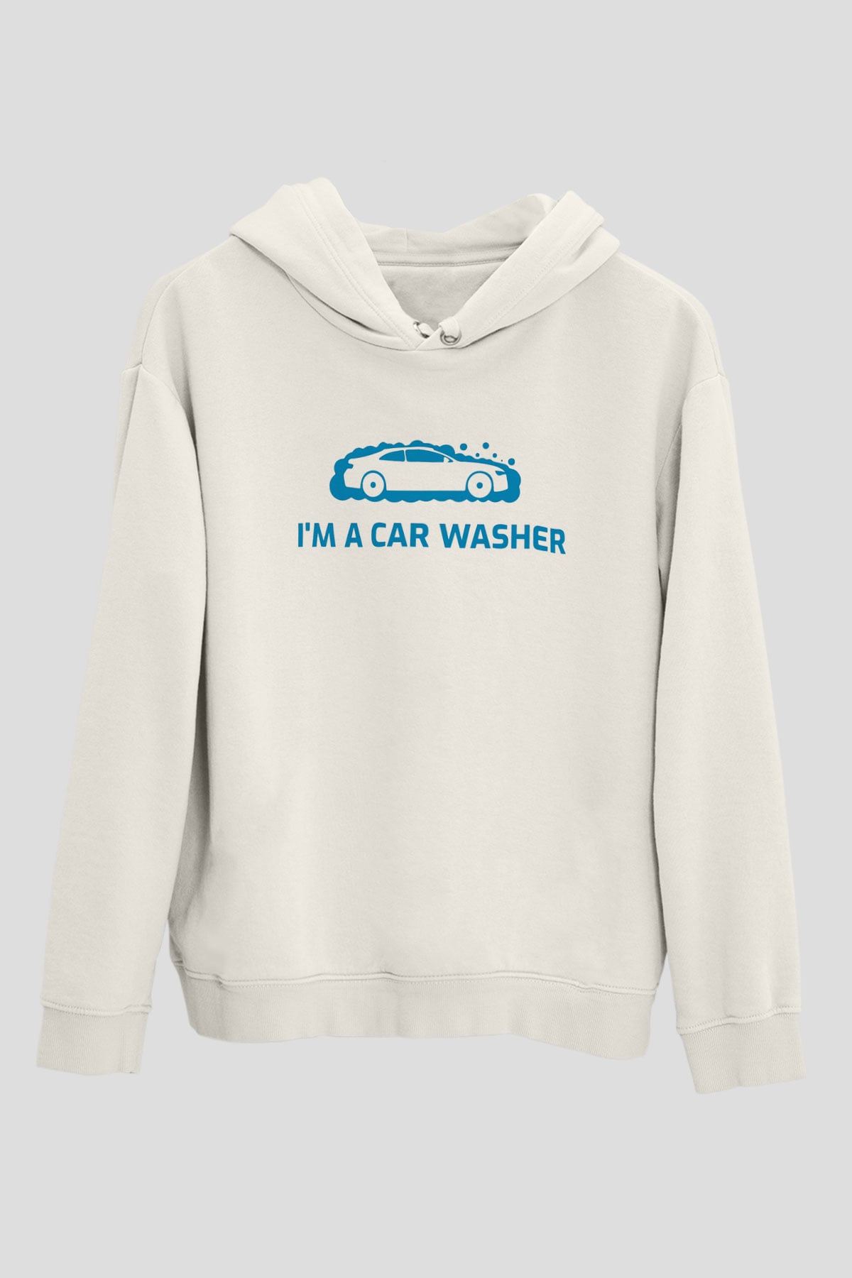 Araba yıkayıcısı Beyaz Unisex Kapüşonlu Sweatshirt