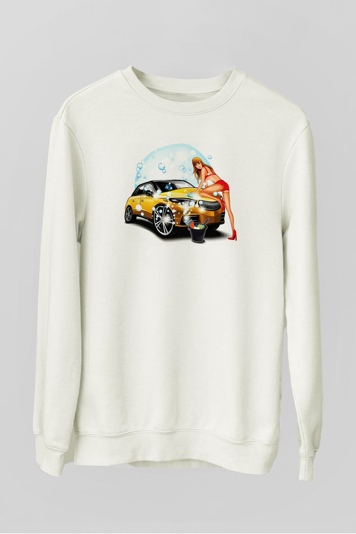 Araba yıkayıcısı Beyaz Unisex Sweatshirt