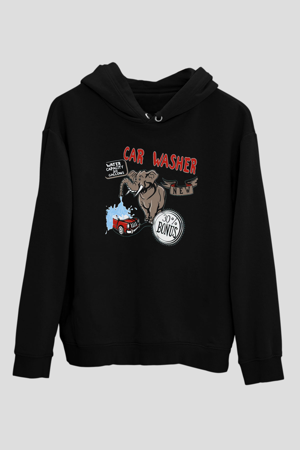Araba yıkayıcısı Siyah Unisex Kapüşonlu Sweatshirt