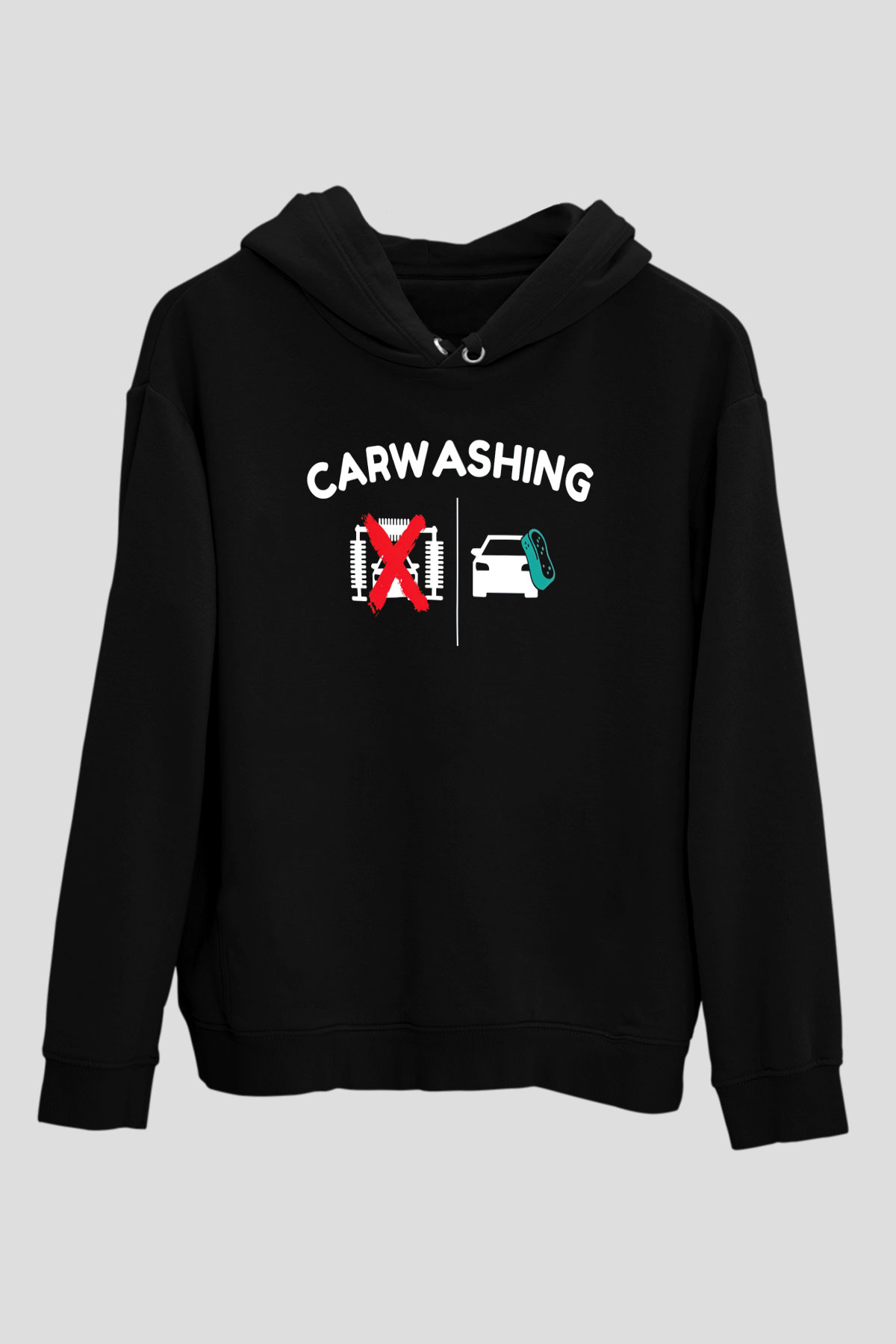 Araba yıkayıcısı Siyah Unisex Kapüşonlu Sweatshirt