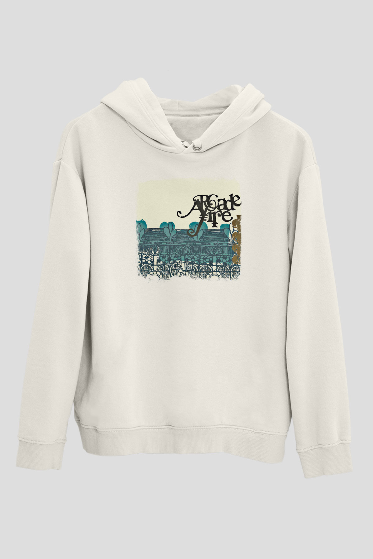 Arcade Fire Baskılı Unisex Beyaz Hoodie