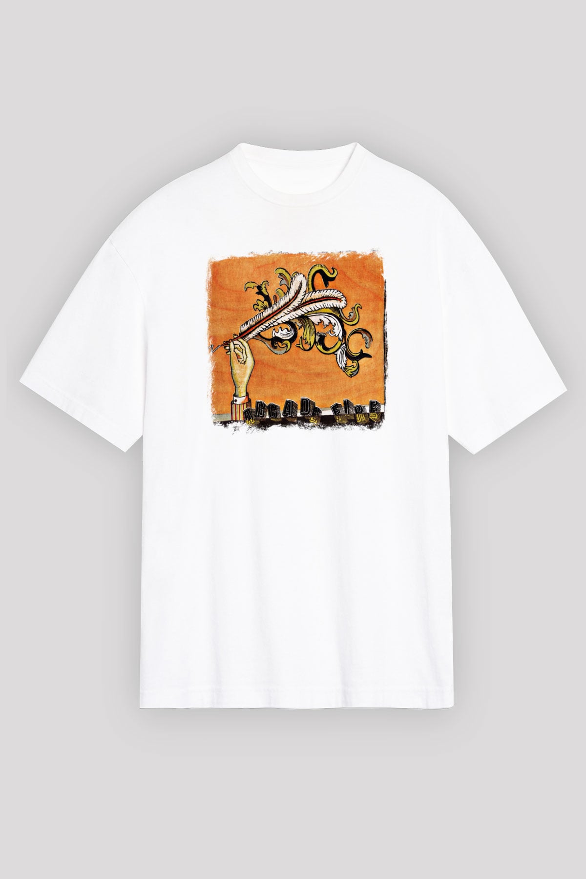 Arcade Fire Baskılı Unisex Beyaz Oversize Tişört