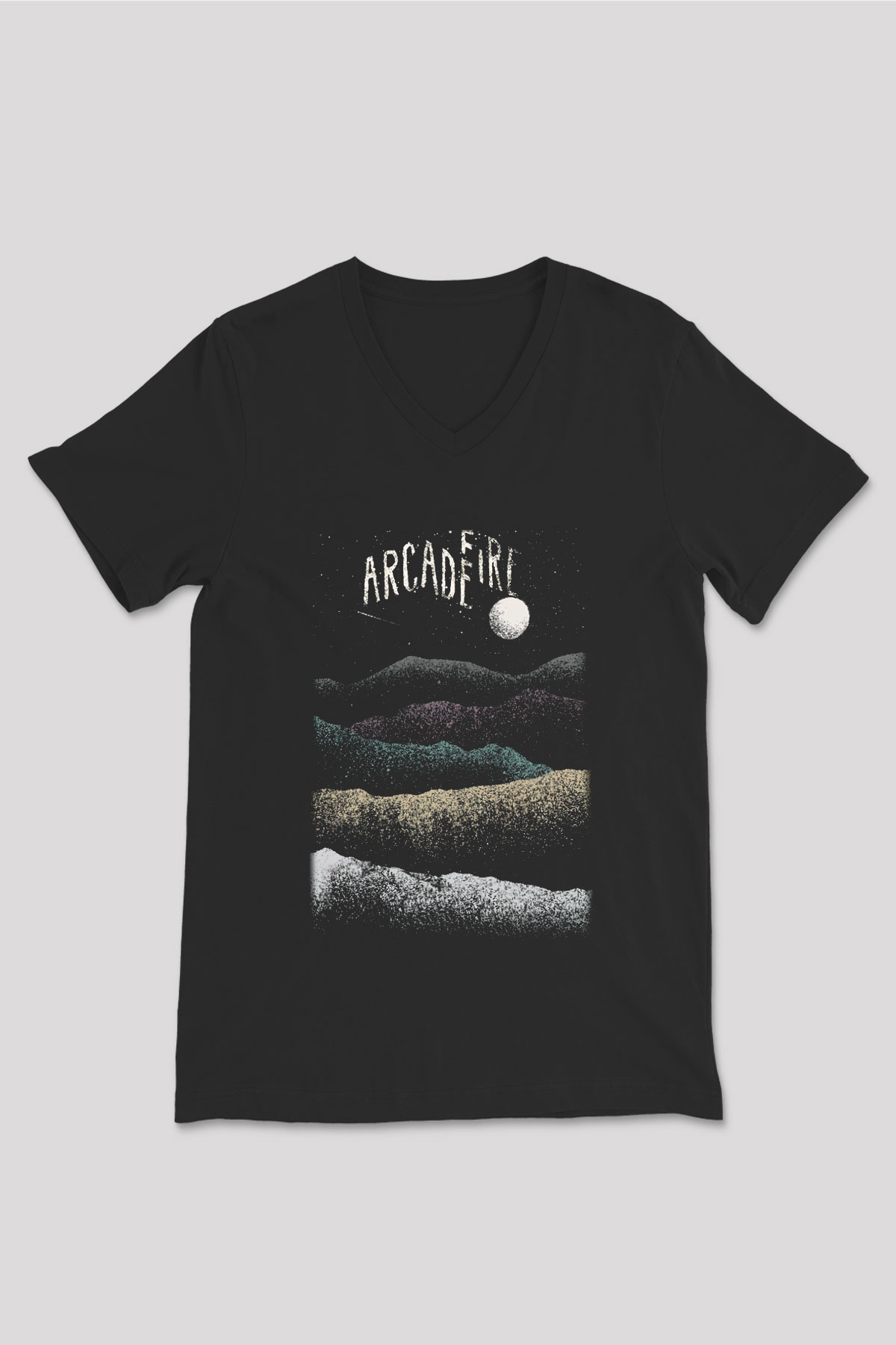 Arcade Fire Siyah Unisex V Yaka Tişört T-Shirt