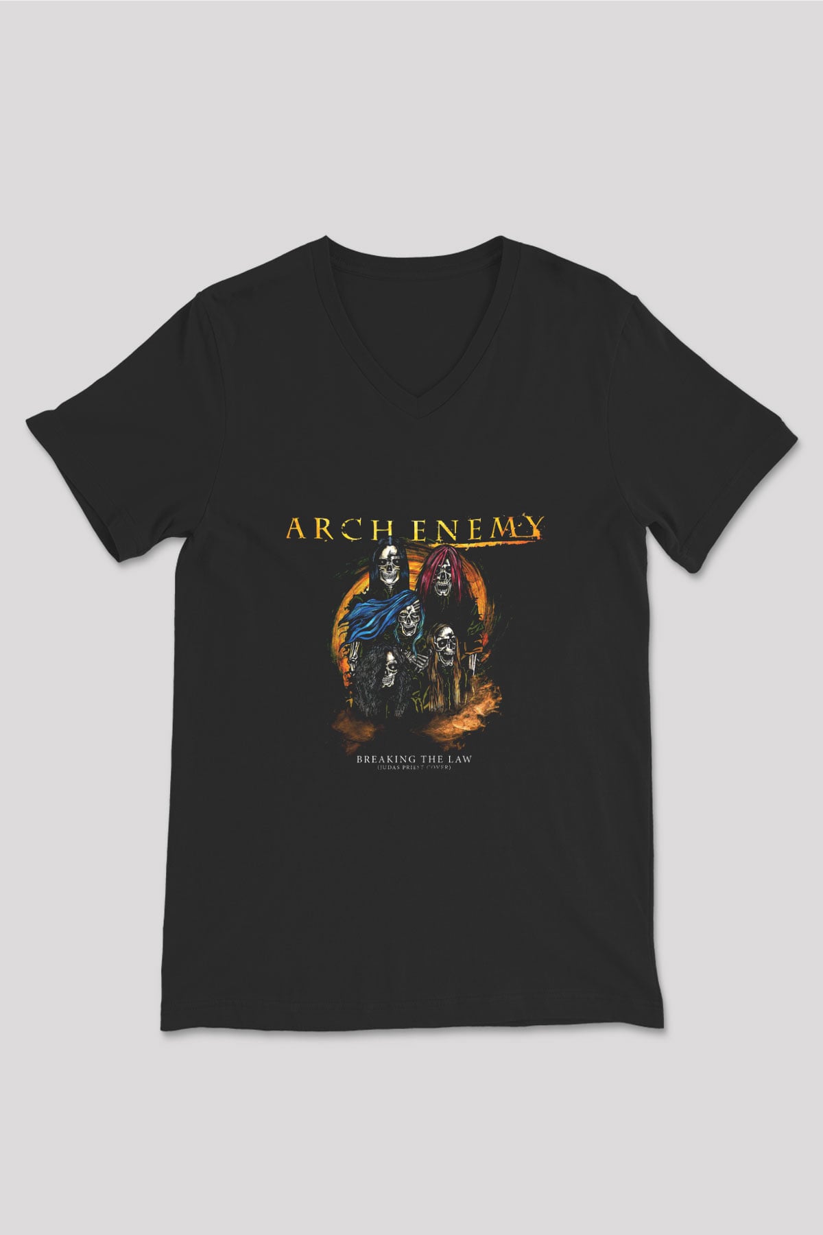Arch Enemy Baskılı Unisex Siyah V Yaka Tişört