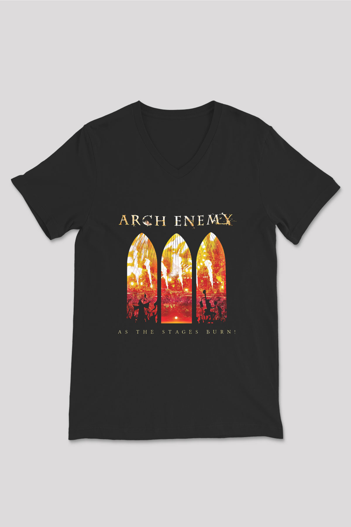 Arch Enemy Baskılı Unisex Siyah V Yaka Tişört