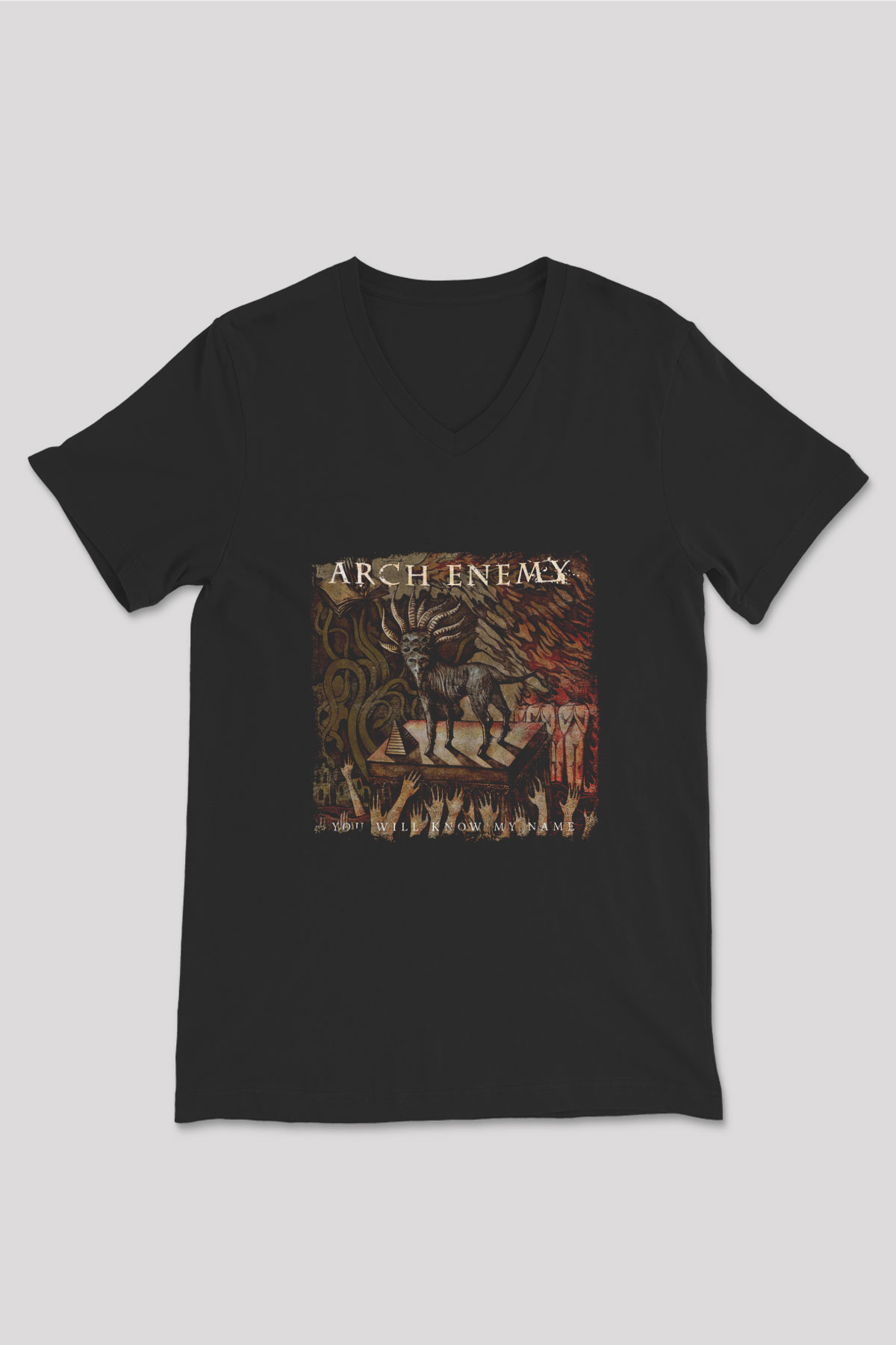 Arch Enemy Baskılı Unisex Siyah V Yaka Tişört