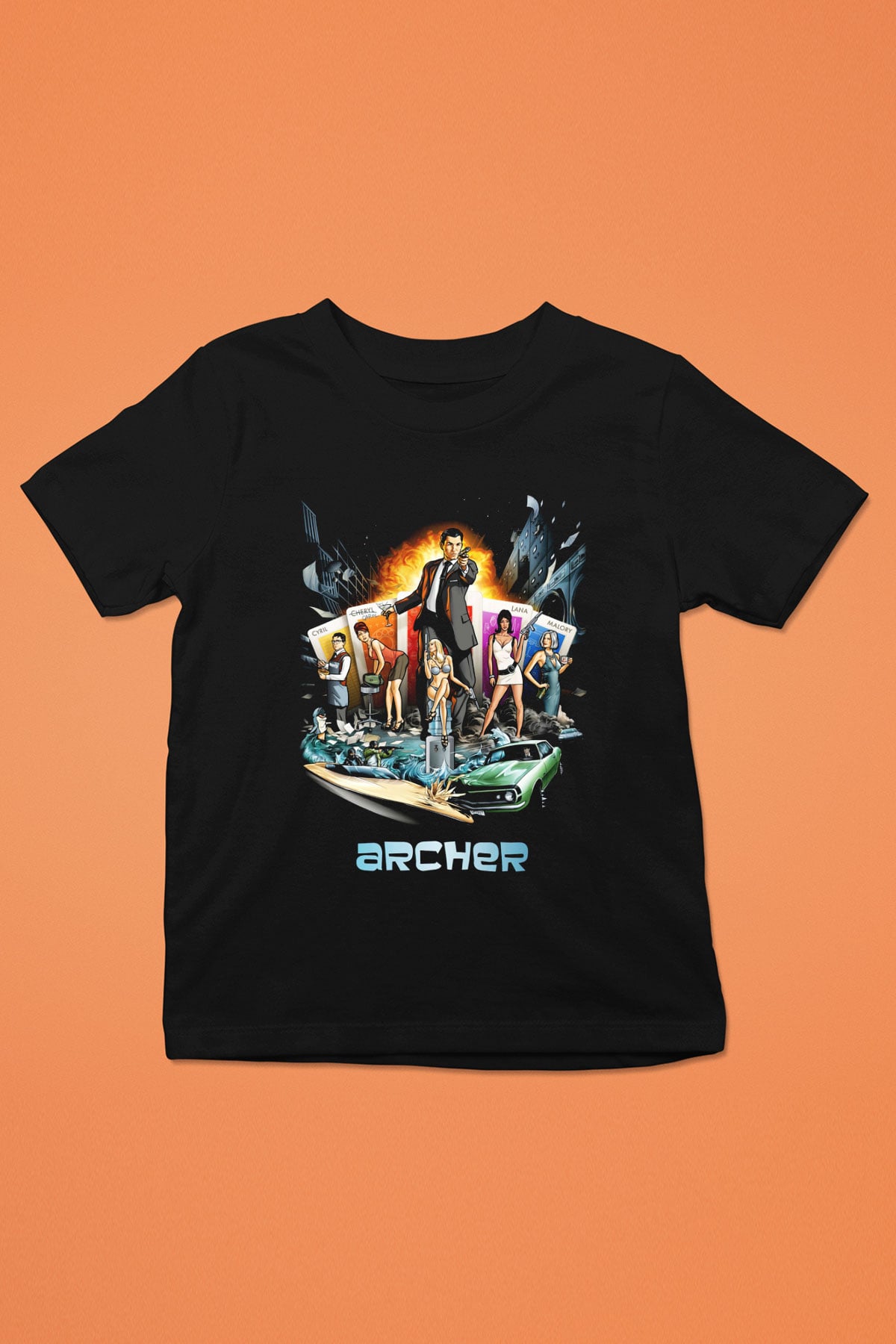 Archer Baskılı Siyah Unisex Çocuk Tişört