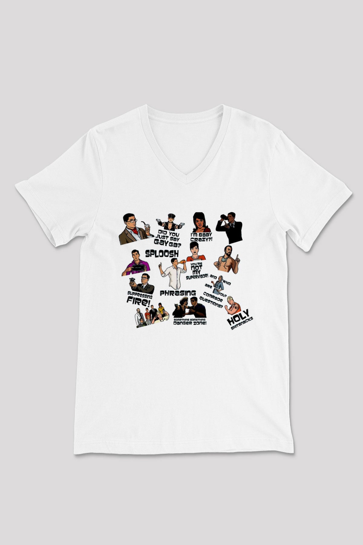 Archer Beyaz Unisex V Yaka Tişört