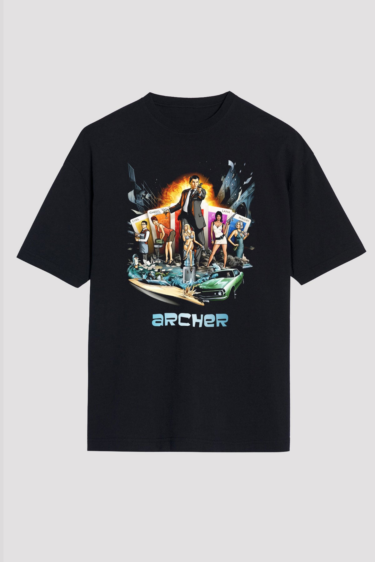 Archer Siyah Unisex Oversize Tişört T-Shirt