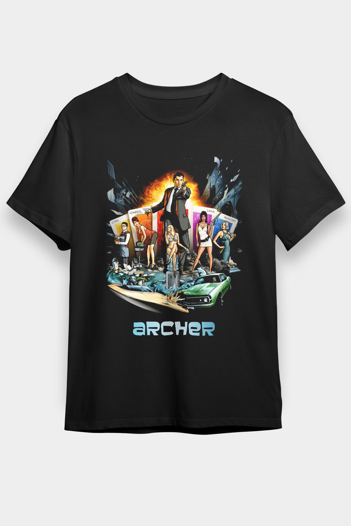 Archer Siyah Unisex Graphic Tee - STREETWEAR