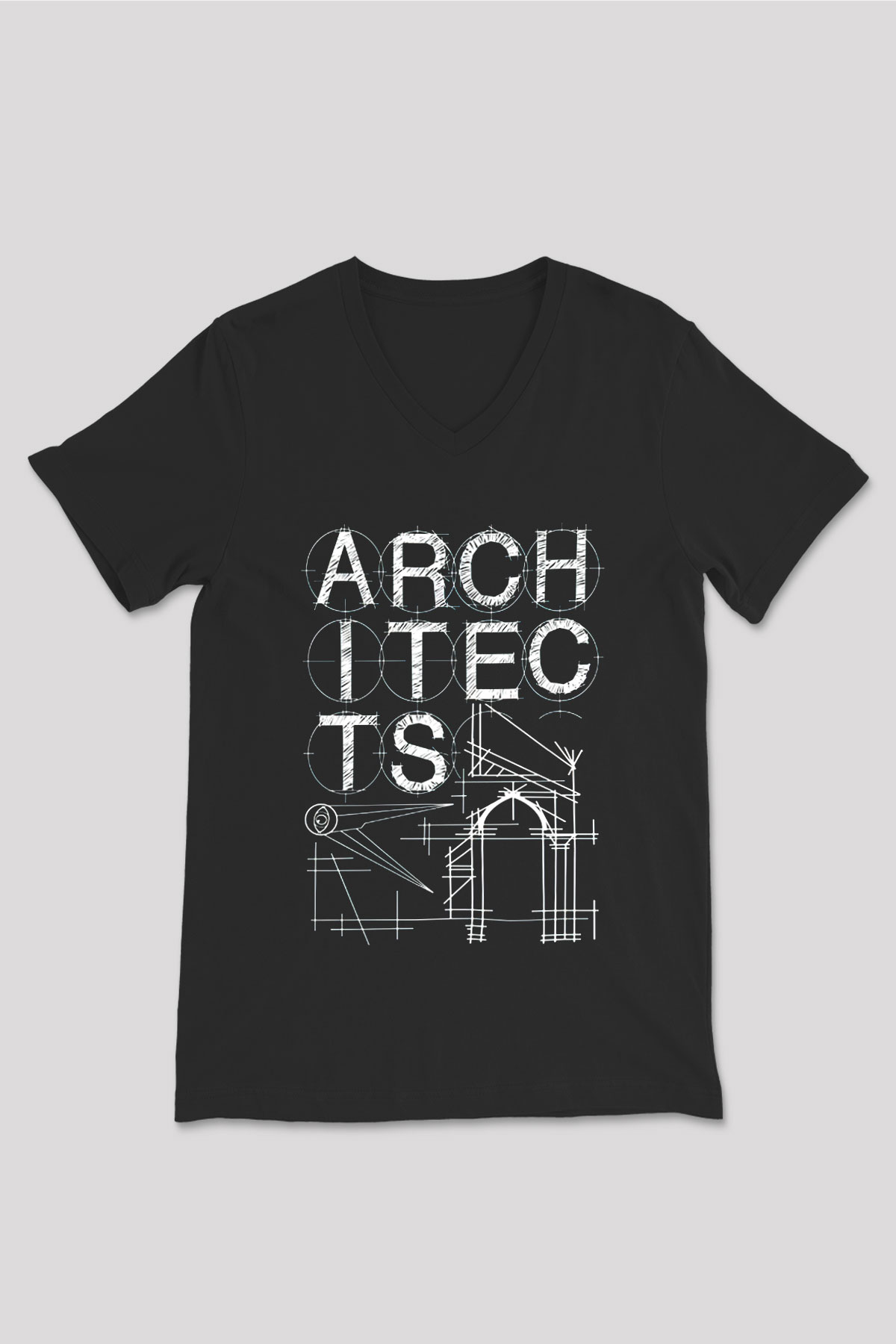 Architects Siyah Unisex V Yaka Tişört T-Shirt