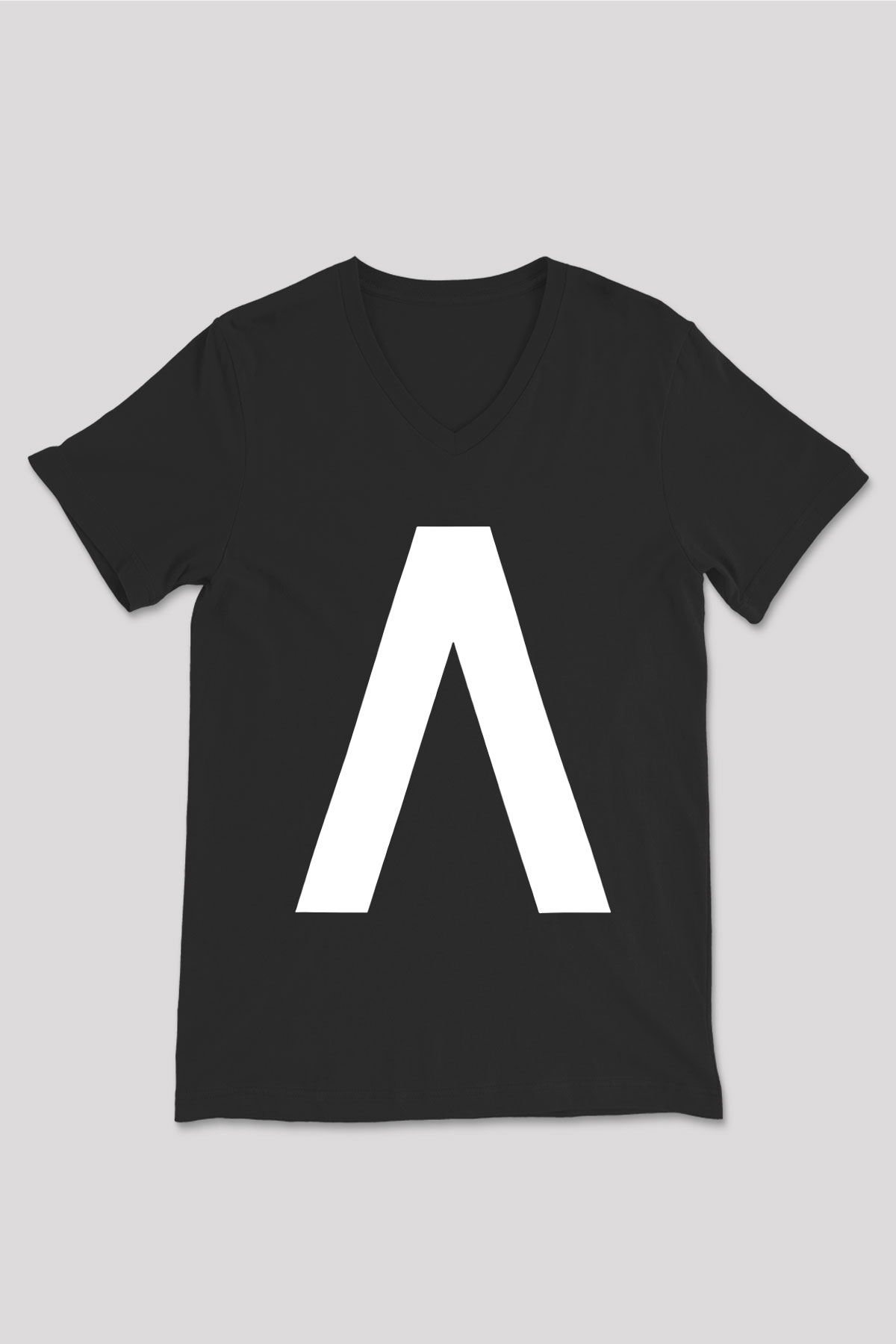 Archive Baskılı Unisex Siyah V Yaka Tişört - Tshirt