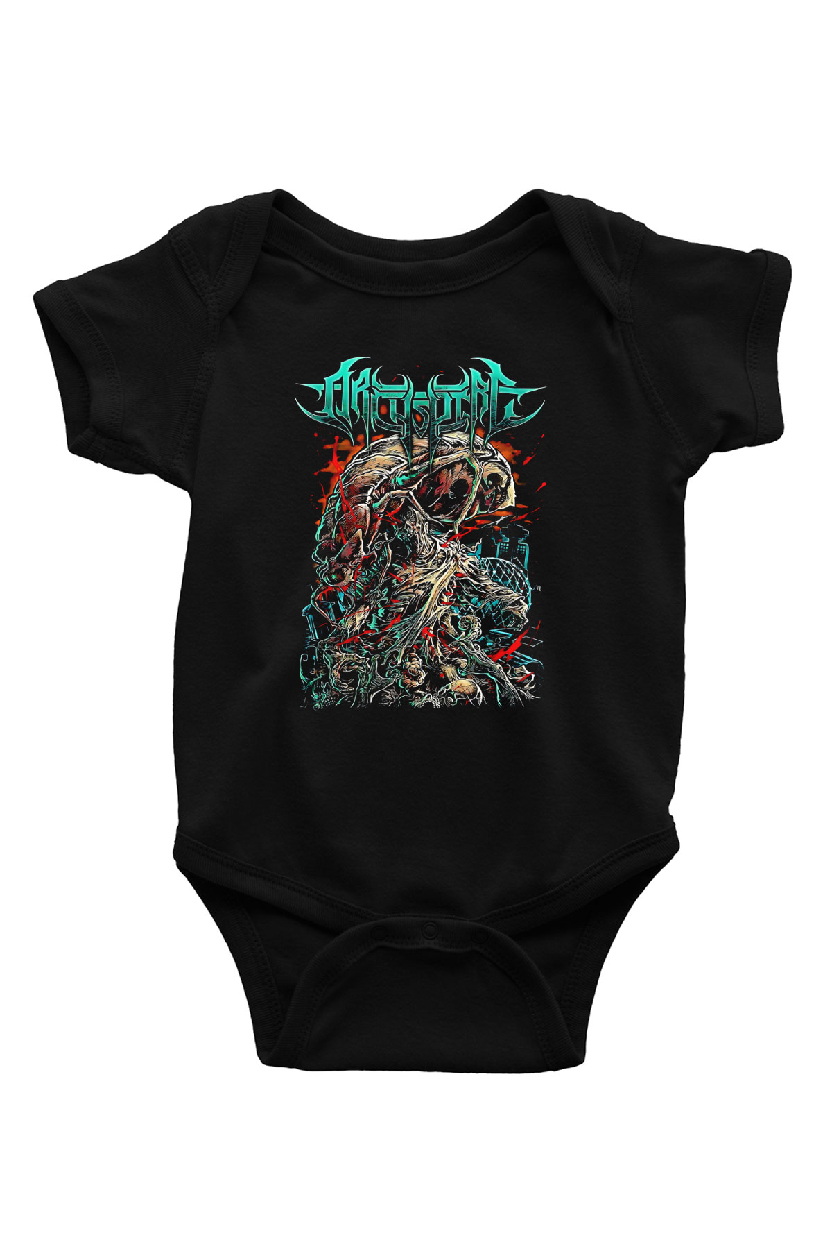 Archspire Baskılı Unisex Siyah Bebek Body - Zıbın