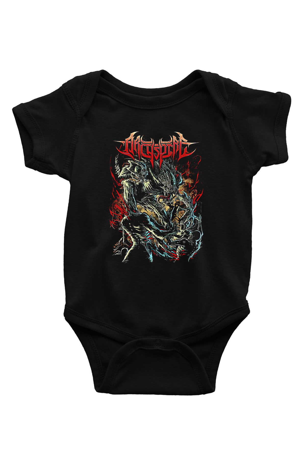 Archspire Baskılı Unisex Siyah Bebek Body - Zıbın