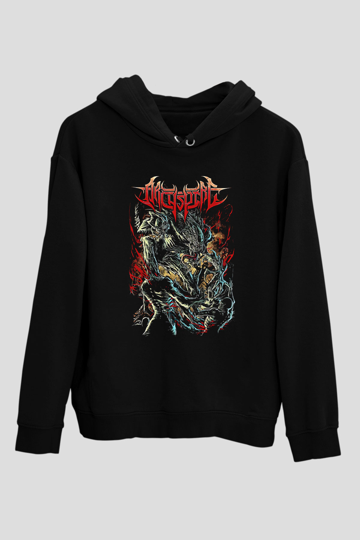 Archspire Baskılı Unisex Siyah Kapüşonlu Sweatshirt