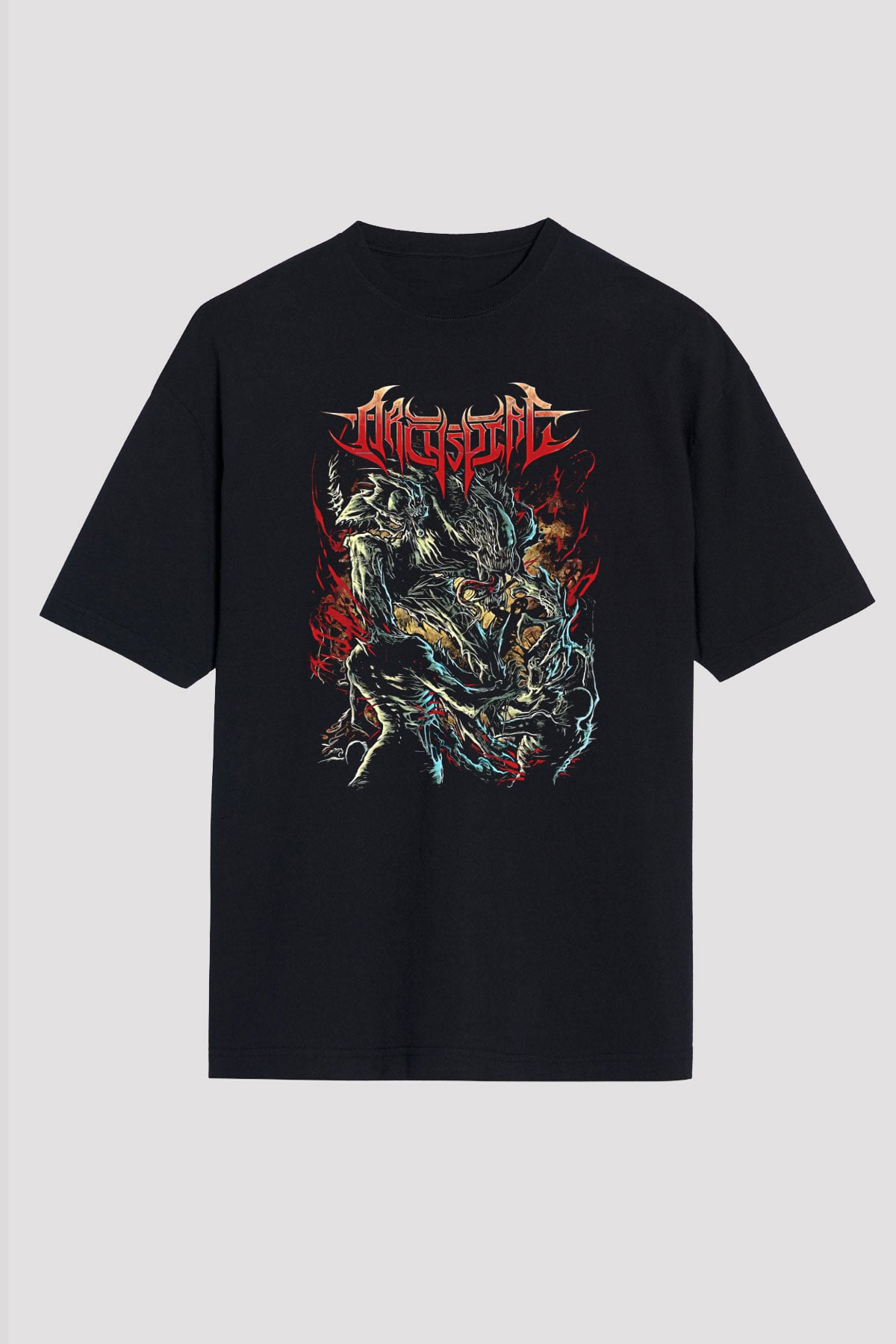 Archspire Baskılı Unisex Siyah Oversize Tişört - Tshirt