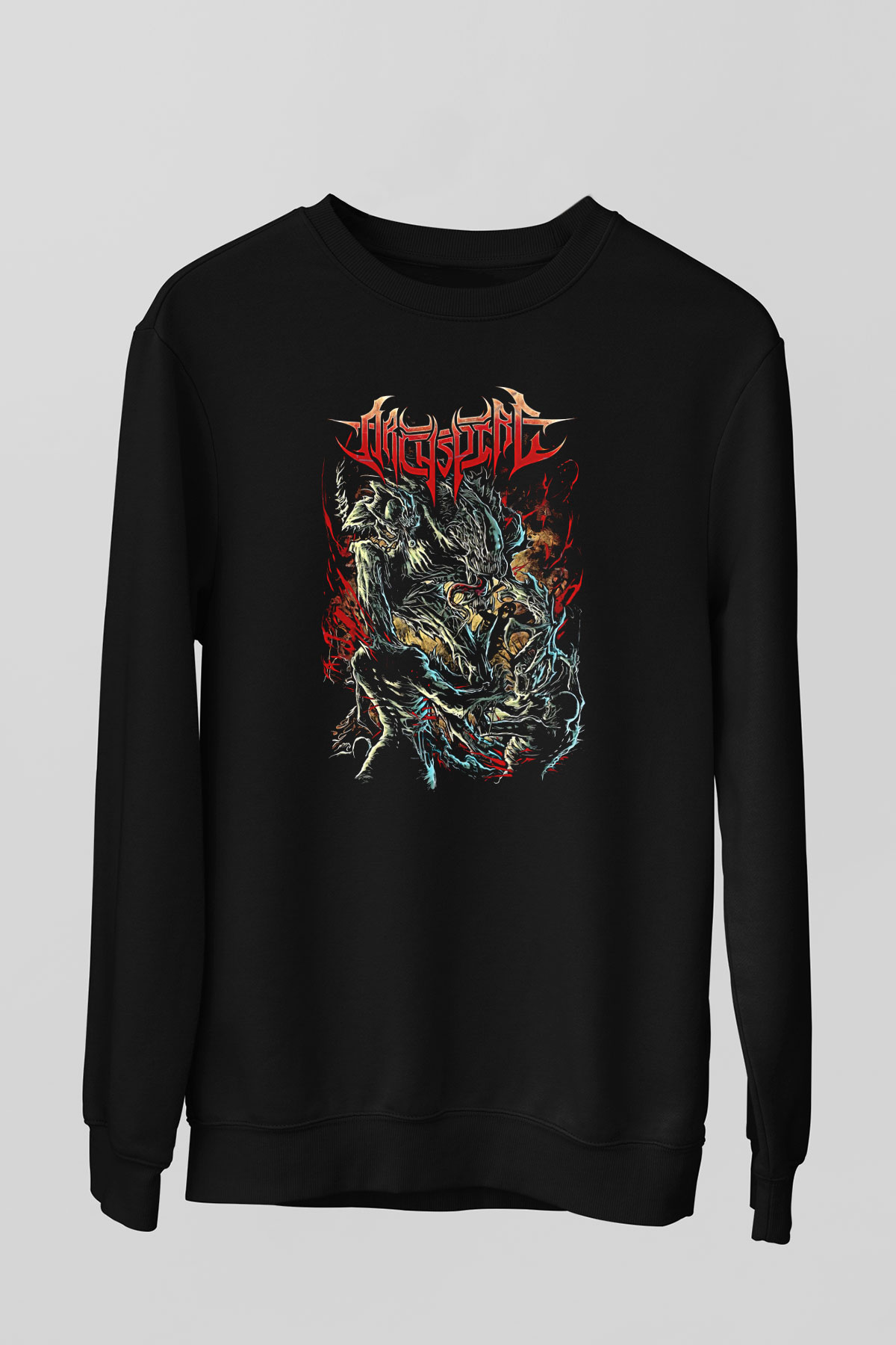 Archspire Baskılı Unisex Siyah Sweatshirt