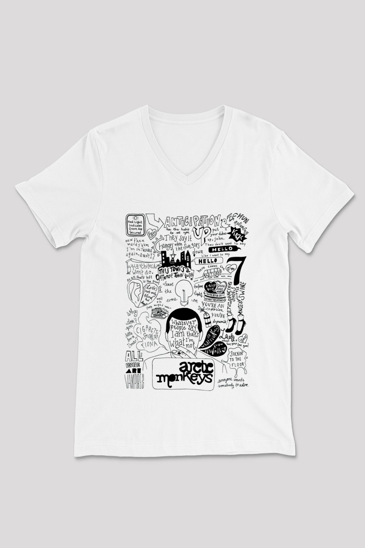 Arctic Monkeys Anticipation Beyaz Unisex V Yaka Tişört