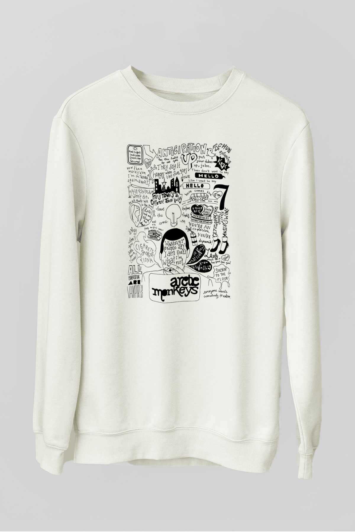 Arctic Monkeys Anticipation Beyaz Unisex Sweatshirt