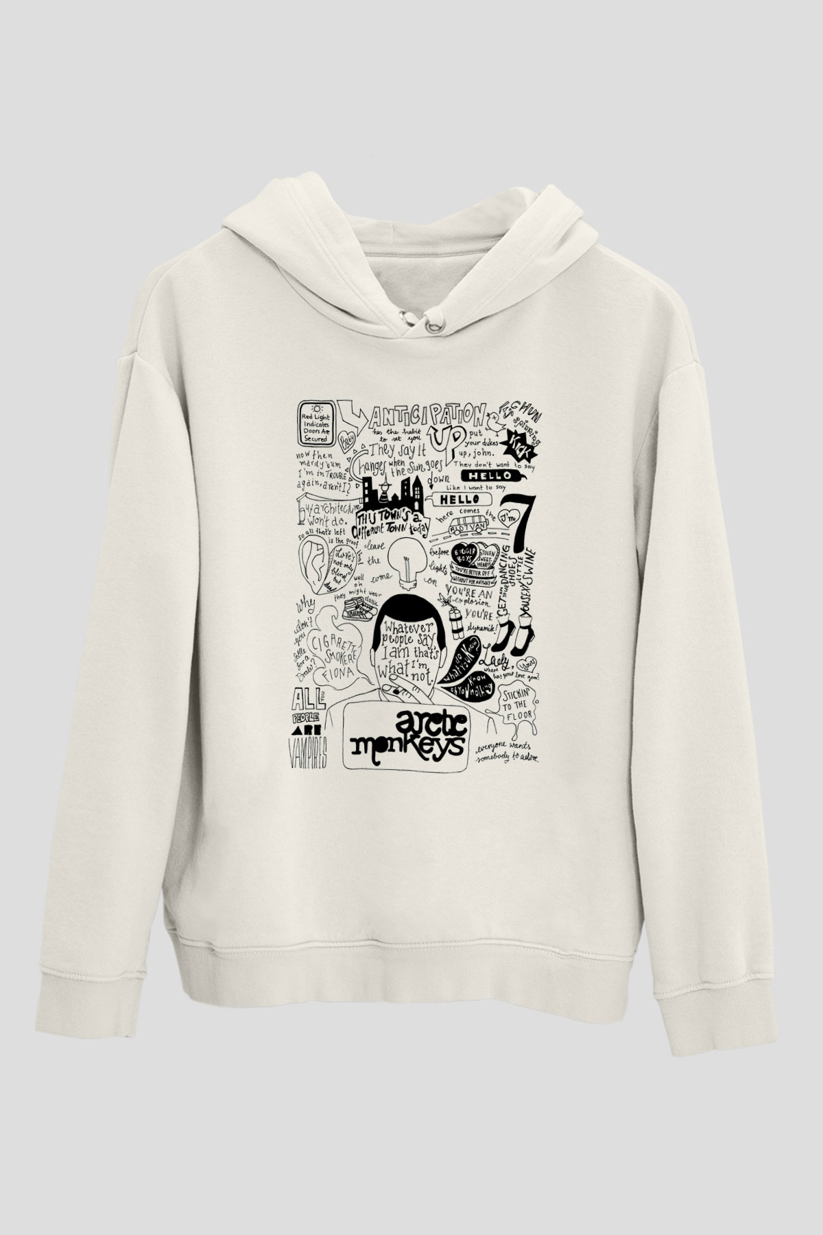 Arctic Monkeys Anticipation Beyaz Unisex Kapüşonlu Sweatshirt