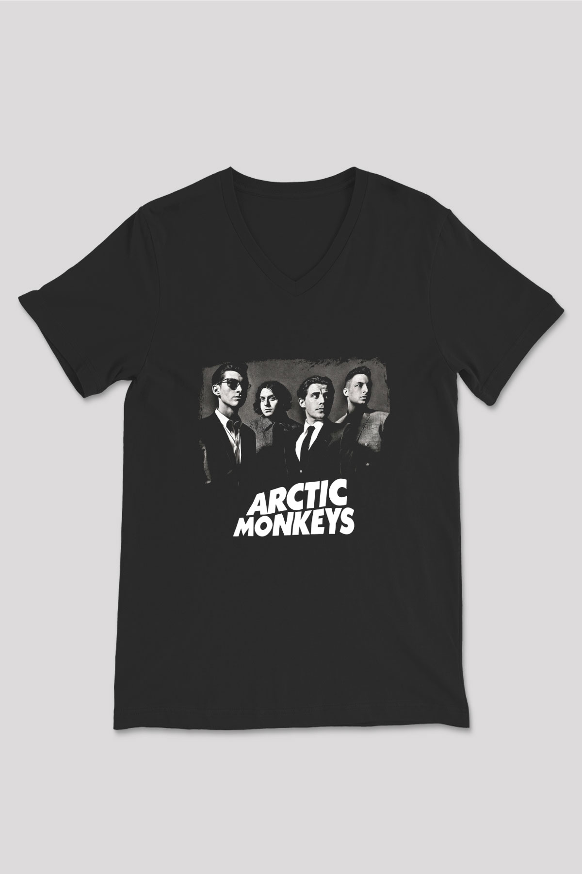 Arctic Monkeys Baskılı Unisex Siyah V Yaka Tişört