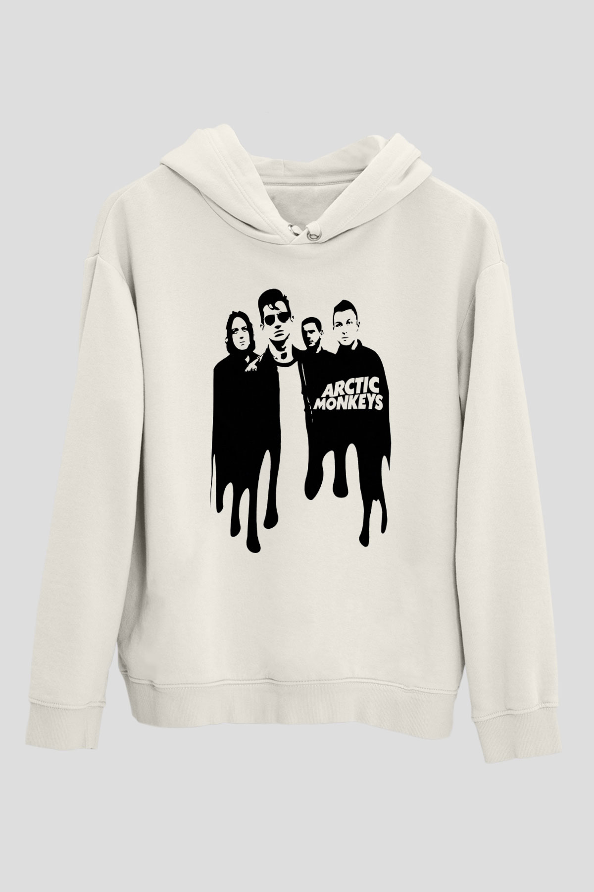 Arctic Monkeys Beyaz Unisex Kapüşonlu Sweatshirt