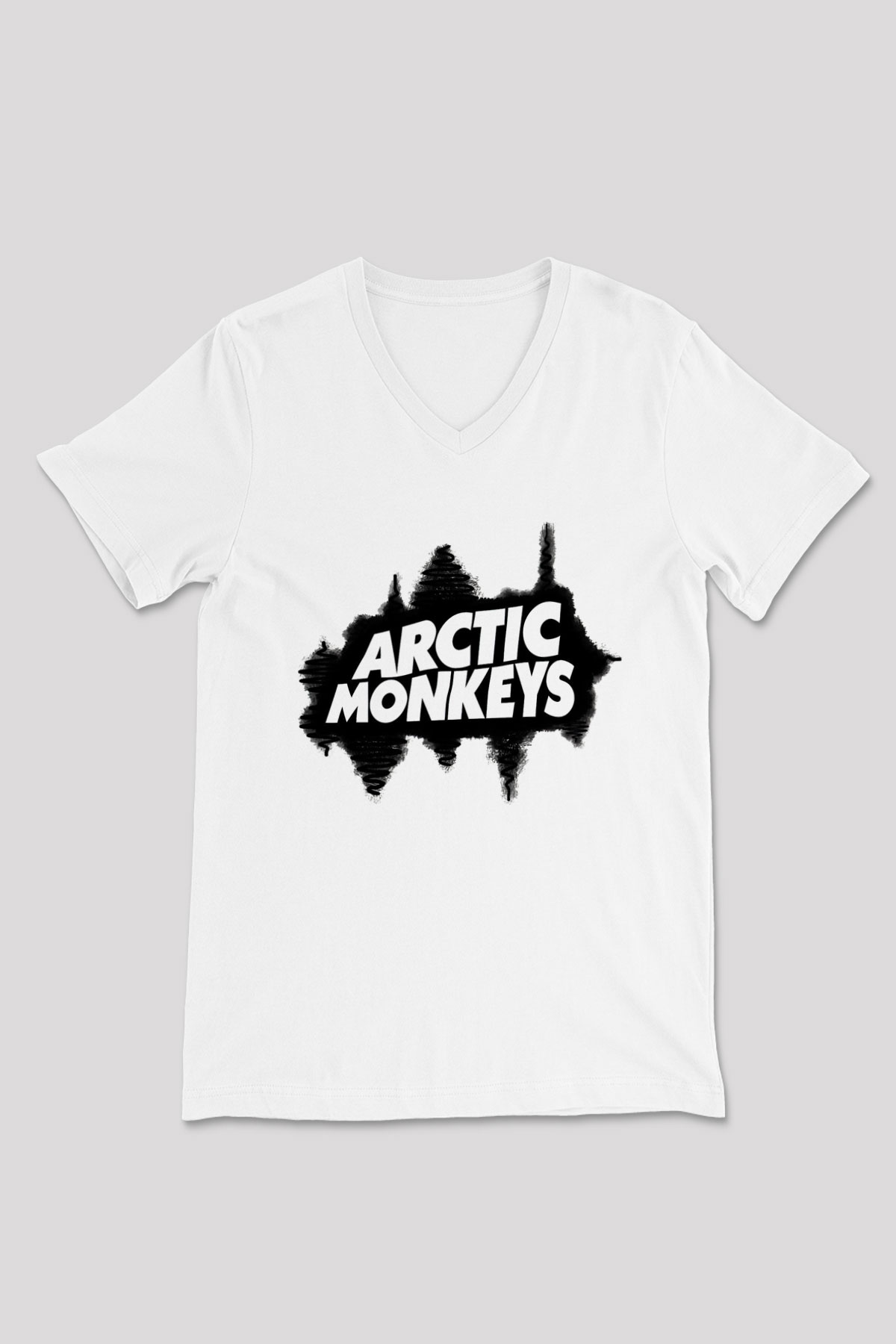 Arctic Monkeys Beyaz Unisex V Yaka Tişört