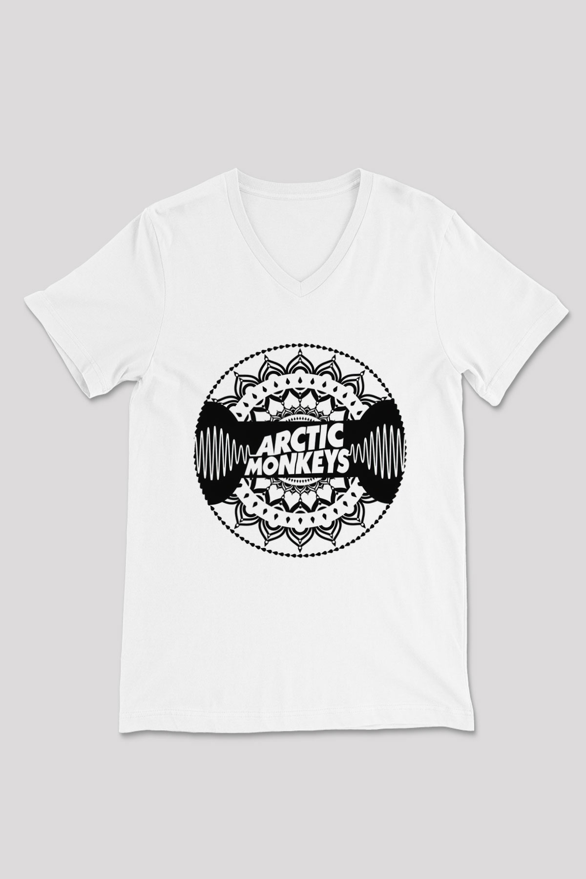 Arctic Monkeys Beyaz Unisex V Yaka Tişört