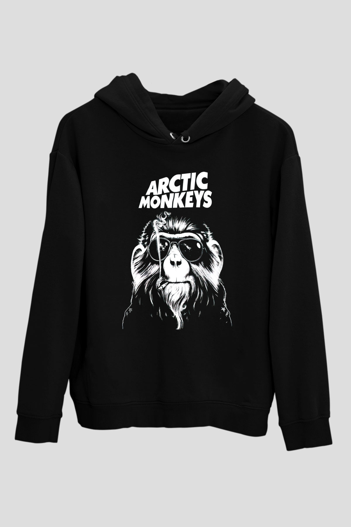 Arctic Monkeys Gözlüklü Maymun Siyah Unisex Kapüşonlu Sweatshirt