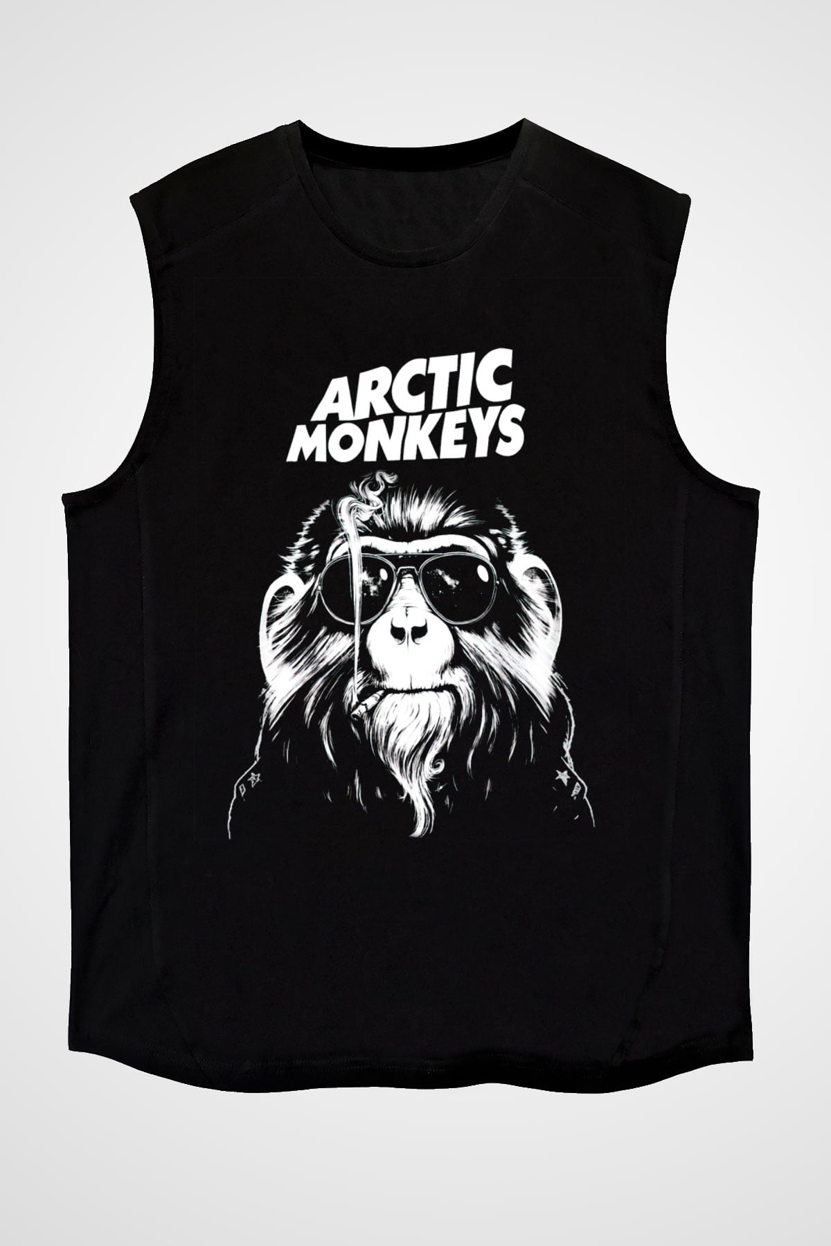 Arctic Monkeys Gözlüklü Maymun Siyah Unisex Kolsuz Tişört