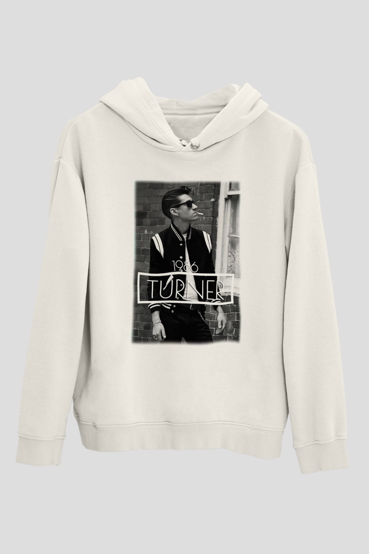 Arctic Monkeys Turner Beyaz Unisex Kapüşonlu Sweatshirt