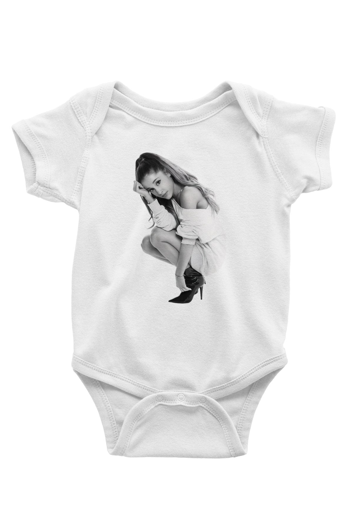 Ariana Grande Baskılı Beyaz Unisex Bebek Body - Zıbın