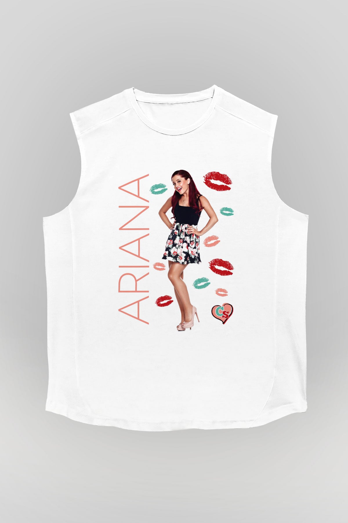 Ariana Grande Beyaz Unisex Kolsuz Tişört