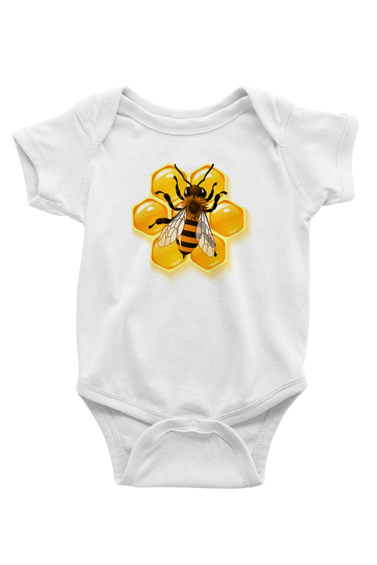 Arıcı Baskılı Beyaz Unisex Bebek Body - Zıbın