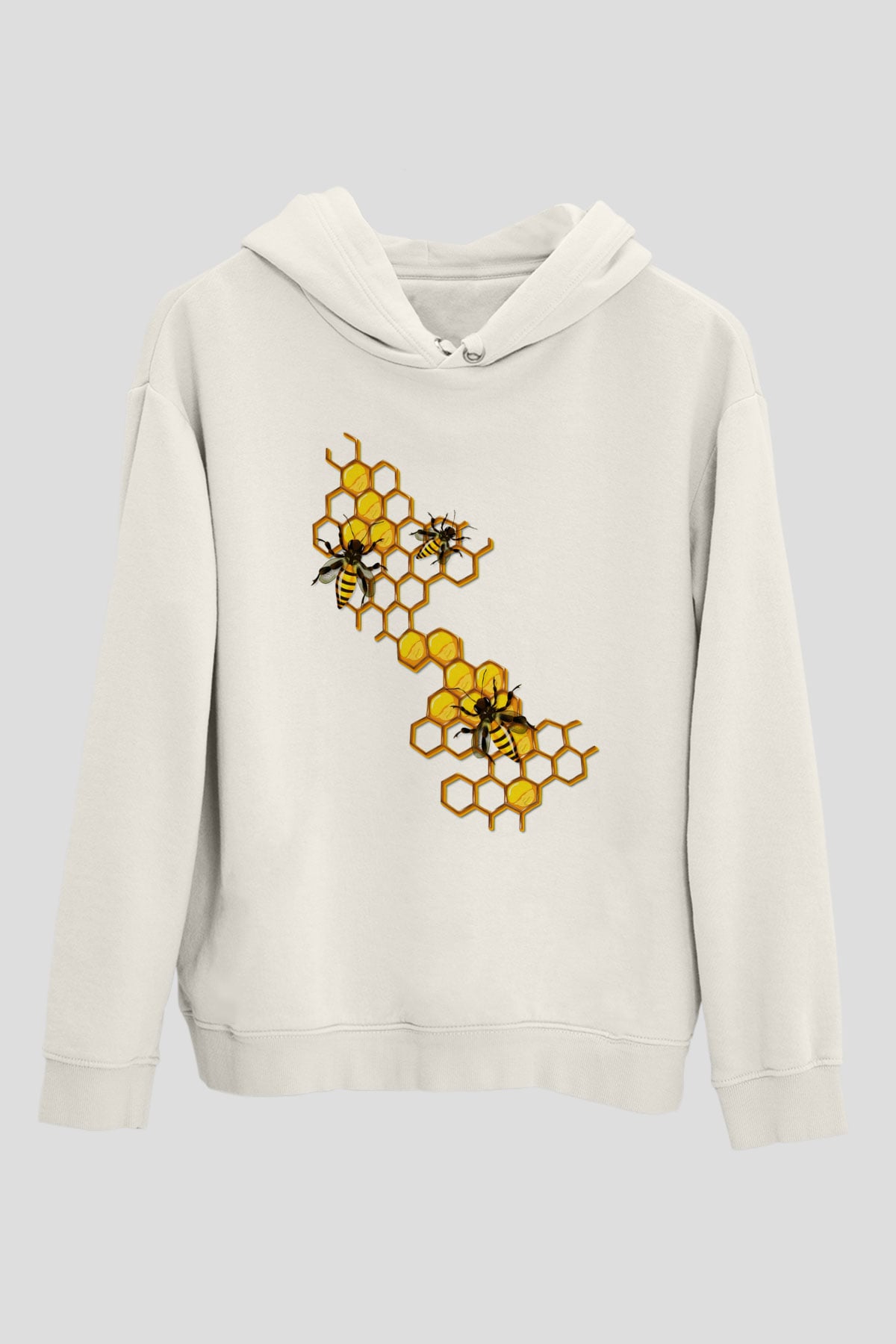 Arıcı Beyaz Unisex Kapüşonlu Sweatshirt
