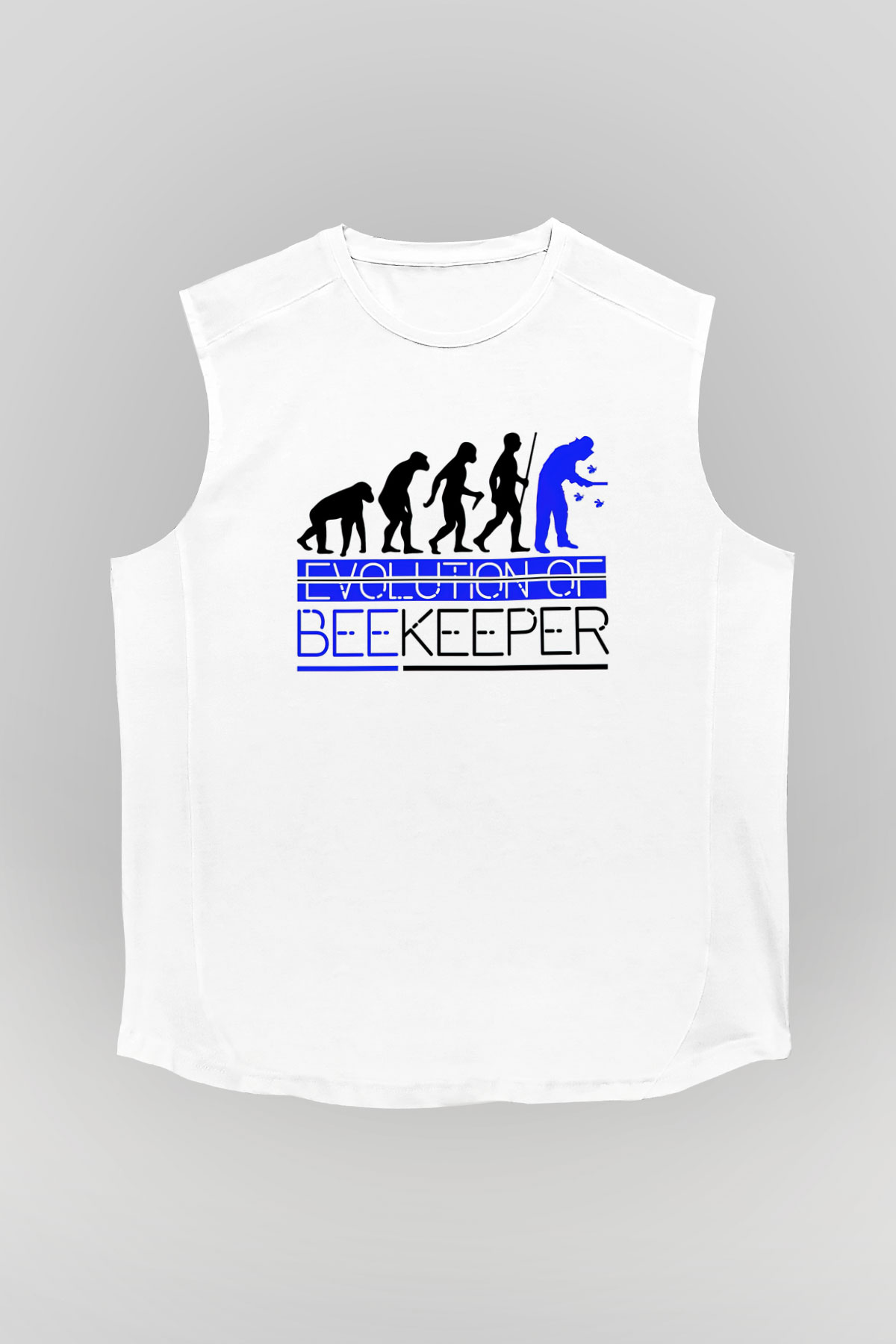 Arıcı Beyaz Unisex Kolsuz Tişört