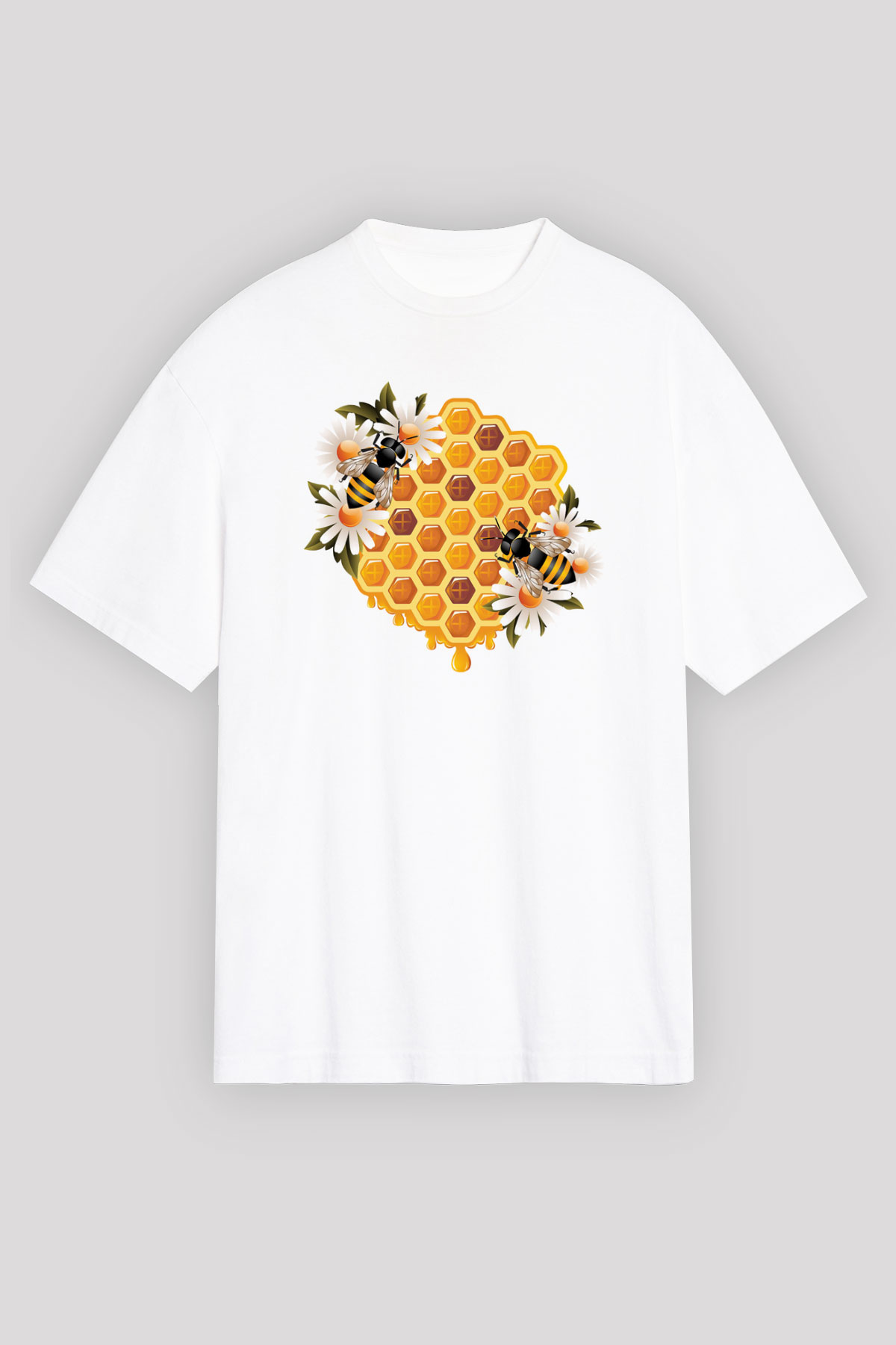 Arıcı Beyaz Unisex Oversize Tişört T-Shirt