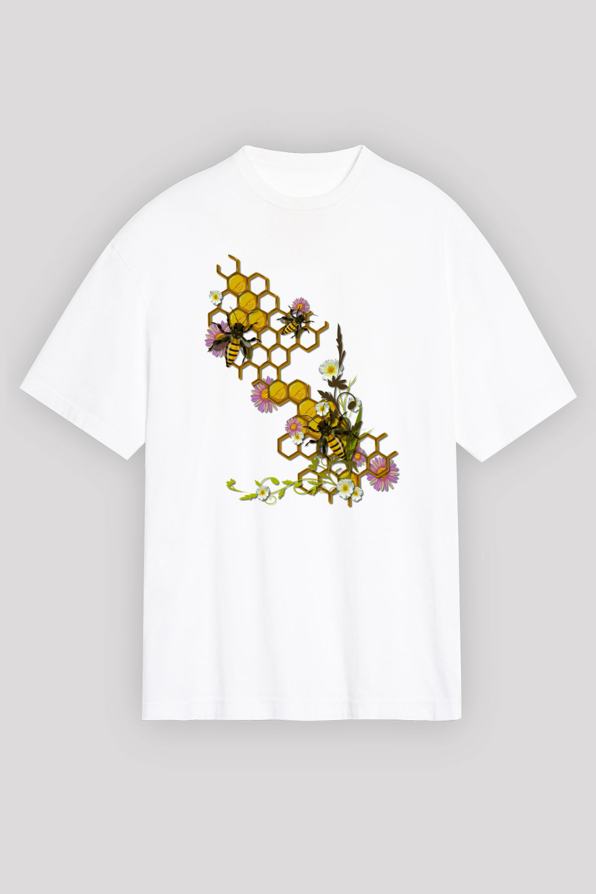 Arıcı Beyaz Unisex Oversize Tişört T-Shirt